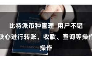比特派币种管理  用户不错铁心进行转账、收款、查询等操作
